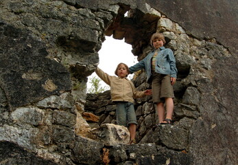 climber children on the rock