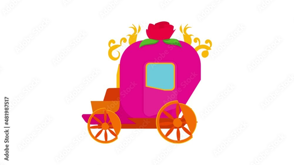 Sticker pink brougham, for little princess icon animation best cartoon object on white background