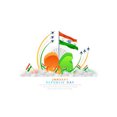 Fototapeta na wymiar 26 January- Happy Republic Day of India celebration.