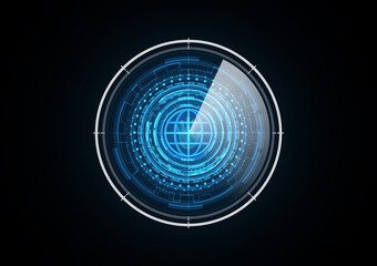 Technology abstract future hand globe radar security circle background vector illustration