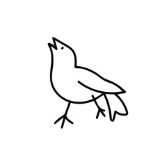 Vector illustration of a Bird for Valentine's Day with a black line on an isolated background.Single,simple,festive picture in doodle style.Design for cards,stickers,posters,web,packaging.