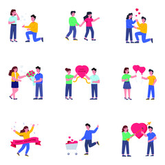 Pack of Valentine Day Flat Illustrations