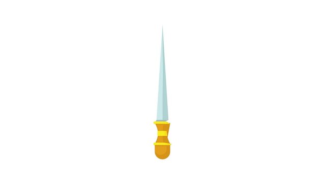 Dagger with a long slender blade icon animation best cartoon object on white background
