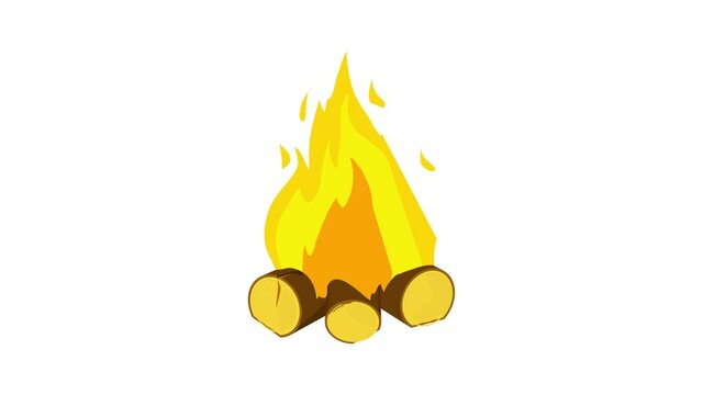 Burning bonfire icon animation best cartoon object on white background