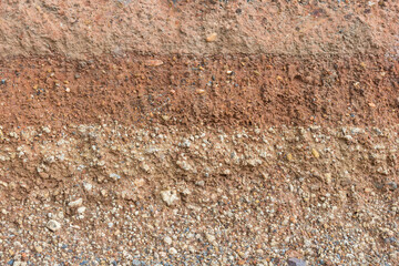 Section of soil under the asphalt road