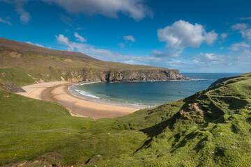Panoramic view of Silver Strand Beach in a sunny day. Malin Beg. donegal. Ireland