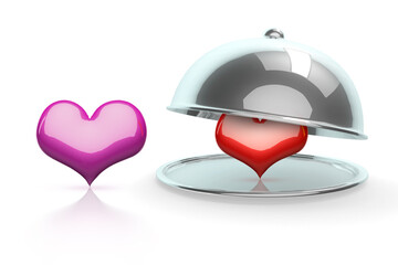 Fototapeta na wymiar Perfect love concept. Loving hearts. The first love. Isolate valentines day and heart on a white background 3d illustration for use in the design of advertising sites and postcards.