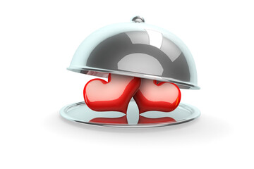 Perfect love concept. Loving hearts. The first love. Isolate valentines day and heart on a white background 3d illustration for use in the design of advertising sites and postcards.