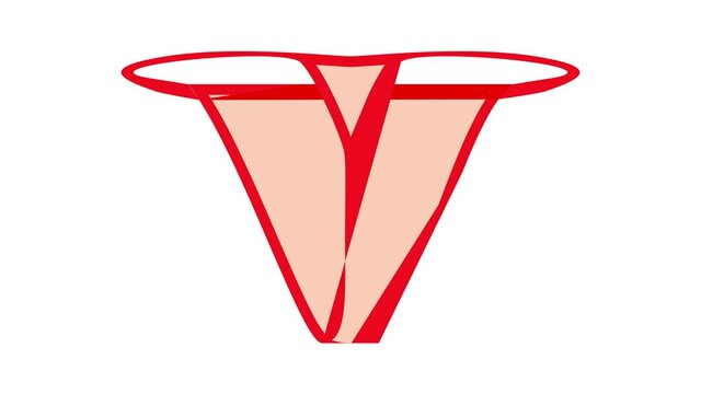 Red sexy thong panties icon animation best cartoon object on white background