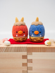 赤鬼と青鬼のかわいい節分のイメージ素材