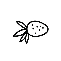 Vector illustration of a Strawberry for Valentine's Day with a black line on an isolated background.Single,simple,festive picture in doodle style.Design for cards,stickers,posters,web,packaging.