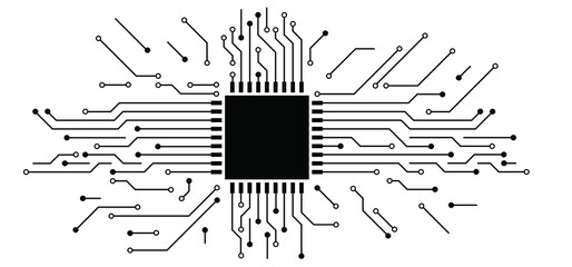 Circuit board or electronic motherboard. lines and dots connect. Vector high-tech technology data. Electrical board. digital tech. cpu, pcb printed circuit. For chip and process.   Input or output.