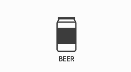 Beer can icon. Vector flat editable black and white illustration