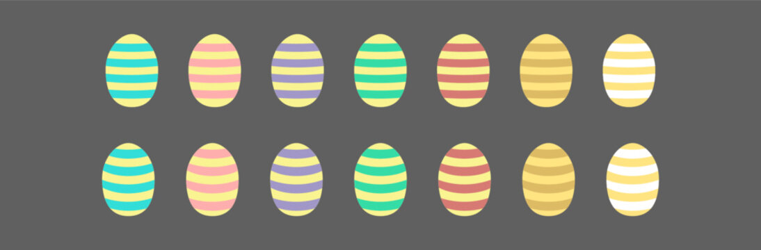 Set of colorful easter eggs. Different patterns and colors, Vector