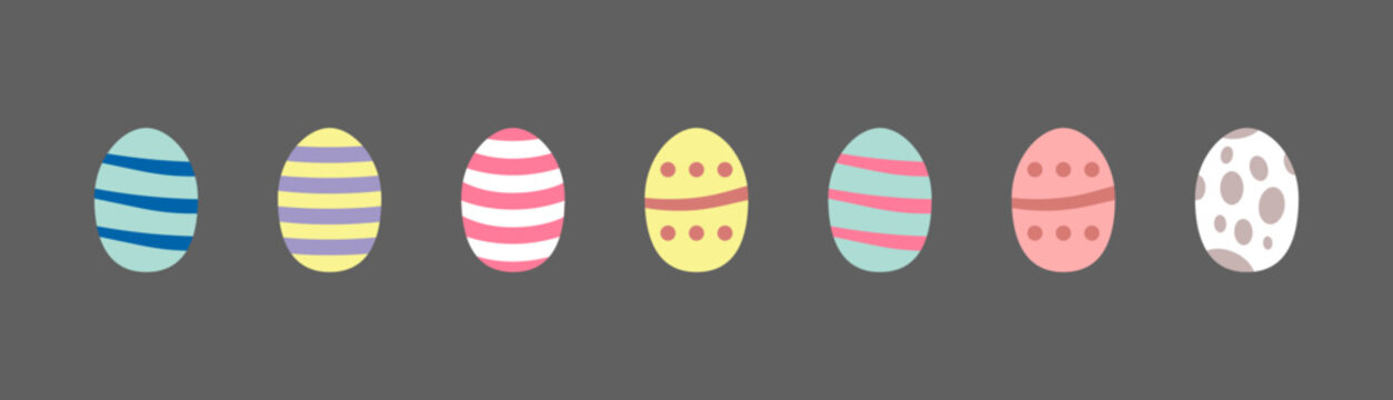 Set of colorful easter eggs. Different patterns and colors, Vector