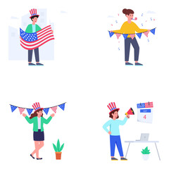 Pack of USA Independence Day Flat Vectors