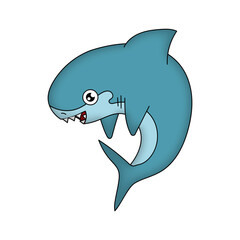 Fun, happy shark cartoon illustration
