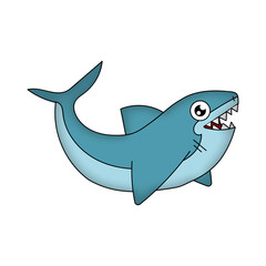 Fun, happy shark cartoon illustration