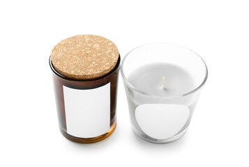 Aromatic candles on white background