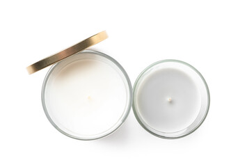 Aromatic candles isolated on white background