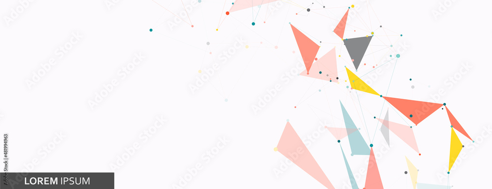 Poster Network connection technology. Vector connect polygonal design. Color triangle concept