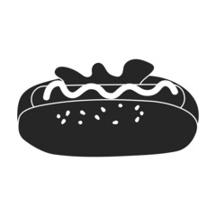 Hot dog vector icon.Black vector icon isolated on white background hot dog.