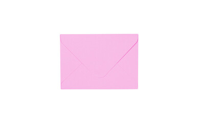 isolated pink envelope on a white background flat lay