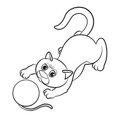 
Animals. Vector image of a cute cat. Black and white drawing, isolated background. Coloring book for kids.