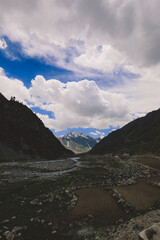 Fototapeta na wymiar Wonderful Landscape of the Mountain River in the Gilgit Baltistan Hills, Pakistan 