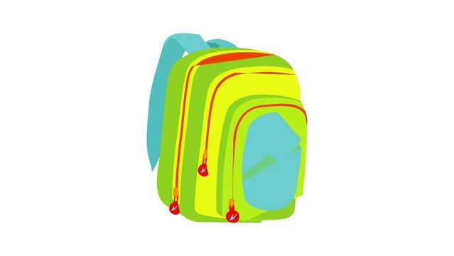 Kids school bag icon animation best cartoon object on white background