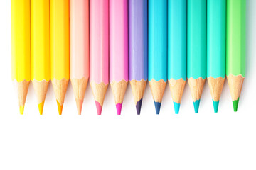 set of colored pencils isolated on white