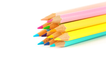 colored pencils isolated on white background, creation