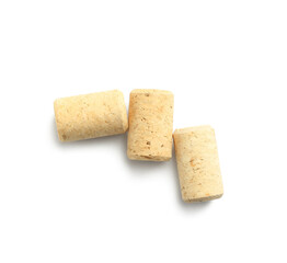 Wine corks on white background