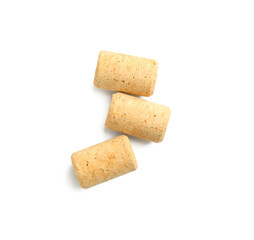 Wine corks on white background