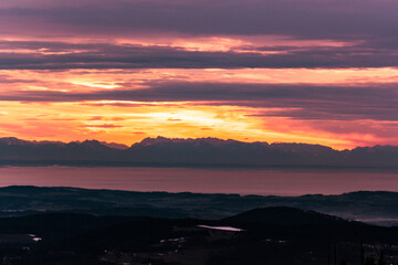 winter mountain panorama view in the alps