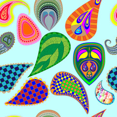 Fototapeta premium Bright seamless swirling multicolored doodles