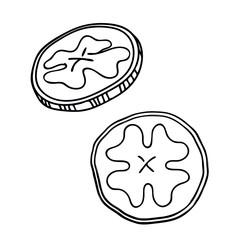 Coins with clover. The logo of the coins for St. Patrick's Day. Isolated vector element of the black line.