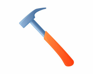 Vector illustration claw hammer isolated on white background. Carpenter or builder hammer vector icon in flat cartoon style. Handyman tool for home repair.