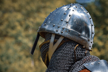 medieval knight helmet and sword