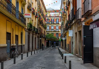 Tuinposter Old street in Madrid, Spain. Architecture and landmark of Madrid, postcard of Madrid. © Ekaterina Belova