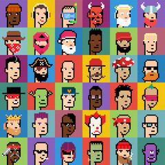 Set of pixel vector avatars