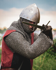 Norman knight with sword and shield