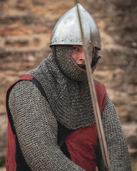 Norman knight with sword and shield