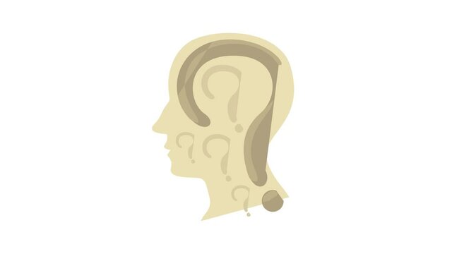 Head with question icon animation best cartoon object on white background