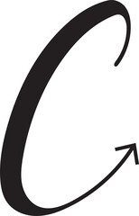 Simple Alphabet C arrow icon.