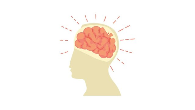 Head with brain icon animation best cartoon object on white background