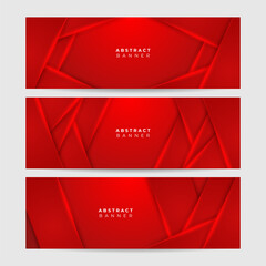 Corporate neon style red wide banner design background