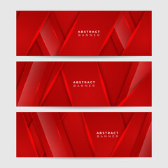 Corporate neon style red wide banner design background