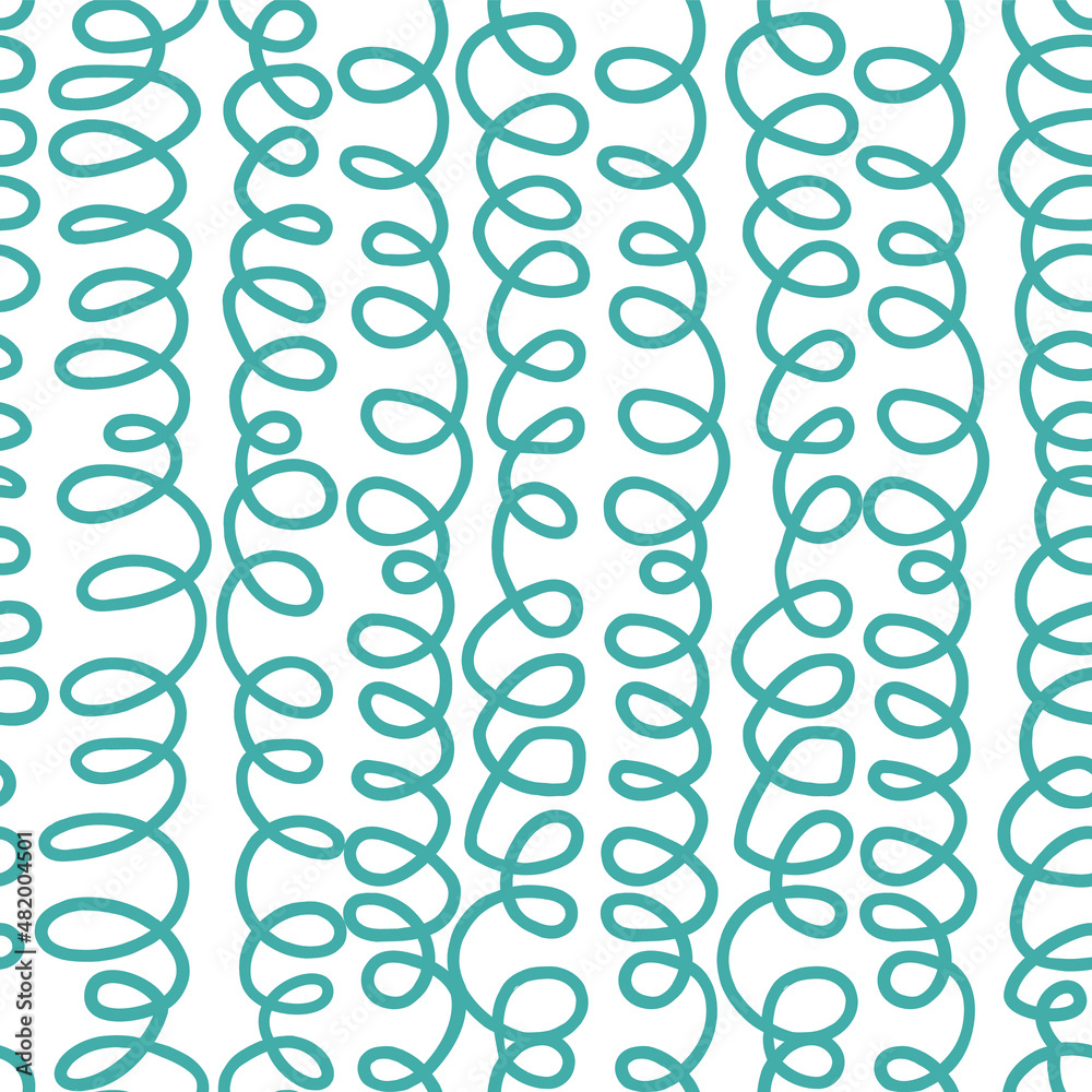 Poster cute hand drawn seamless pattern with scribbles, waves or lines. trendy abstract patterns with doodl