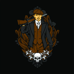 british gangster retro illustration